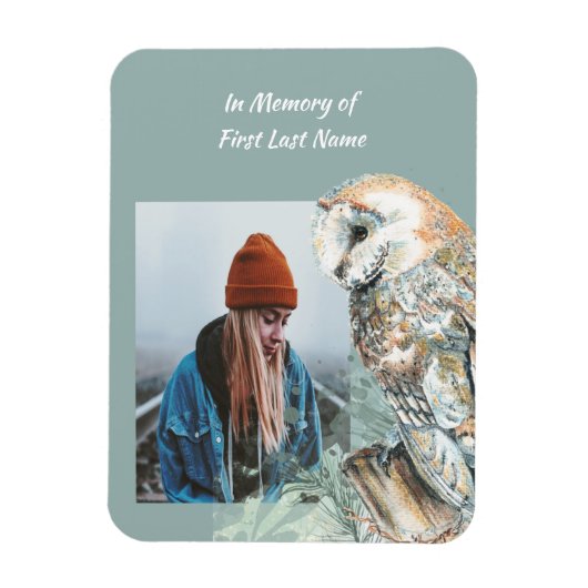  Memorial Memory Watercolor Barn Owl Bird マグネット (縦)