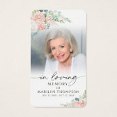 Memorial Modern Floral Photo Prayer Card (正面)