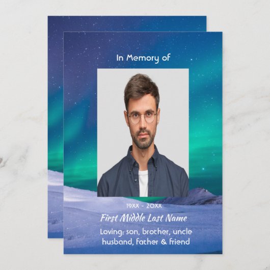 Memorial Northern Lights Aurora Borealis 招待状 (正面/裏面)