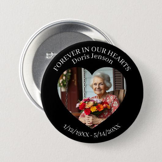 Memorial or Vigil Keepsake | Forever in our Hearts 缶バッジ (正面&裏面)