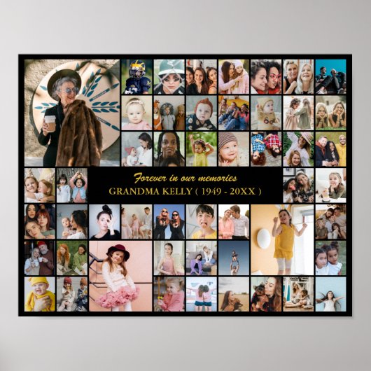 Memorial Photo Collage 50 Picture In Loving Memory ポスター (正面)