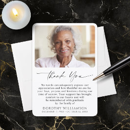 Memorial Photo Elegant Script サンキューカード