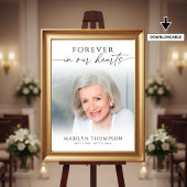 Memorial Photo Elegant Script Funeral Welcome Sign ポスター