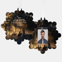  Memorial Photo Forest Trail Walk Horses オーナメントカード