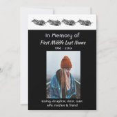 Memorial Photo Invite Graphic Art Feather Tribal 招待状 (正面)