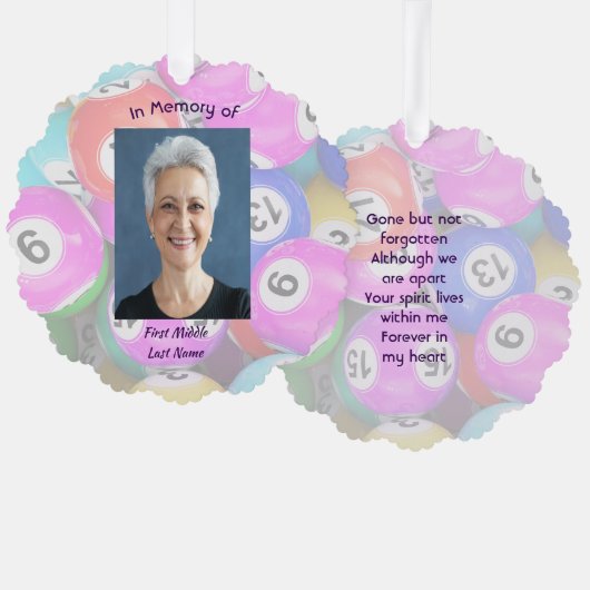  Memorial Photo Keepsake Bingo Game オーナメントカード (正面/裏面)