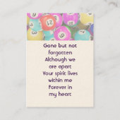  Memorial Photo Keepsake Bingo Game  名刺 (裏面)