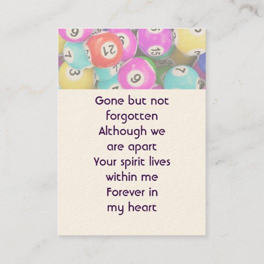  Memorial Photo Keepsake Bingo Game  名刺 (裏面)