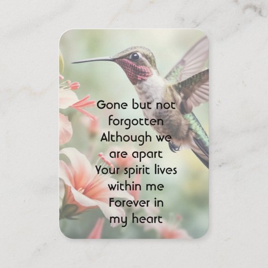  Memorial Photo Keepsake Hummingbird 名刺 (裏面)