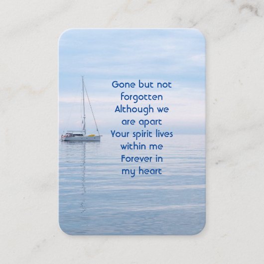 Memorial Photo Keepsake Sailboat Calm Water 名刺 (正面)