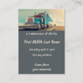 Memorial Photo Keepsake Semi Truck Tractor Trailer 名刺 (正面)