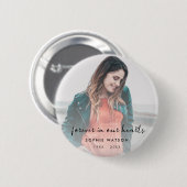 Memorial Photo Modern Stylish Funeral Favor 缶バッジ (正面&裏面)