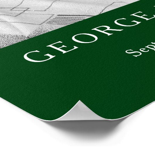 Memorial photo motorcycle funeral custom green ポスター (角)