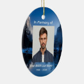 Memorial Photo Mountain Lake Winter Snow セラミックオーナメント (右)