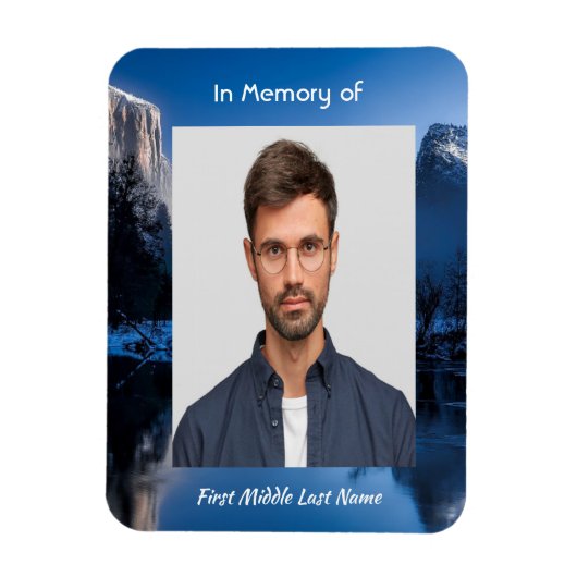  Memorial Photo Mountain Lake Winter Snow マグネット (縦)