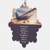 Memorial Photo Pilot Airplane Flying Sunset オーナメントカード (左)