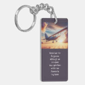 Memorial Photo Pilot Airplane Flying Sunset キーホルダー (正面左)
