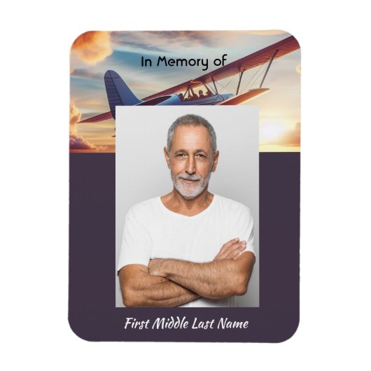 Memorial Photo Pilot Airplane Flying Sunset マグネット (縦)
