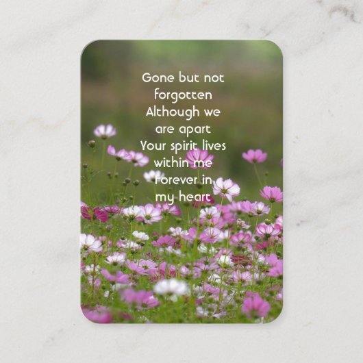Memorial Photo Prayer Beautiful Wild Cosmos Flower 名刺 (正面)