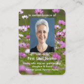 Memorial Photo Prayer Beautiful Wild Cosmos Flower 名刺 (裏面)