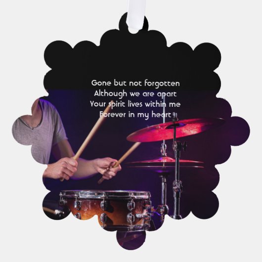 Memorial Photo Prayer Drummer Drums Band  オーナメントカード (正面)