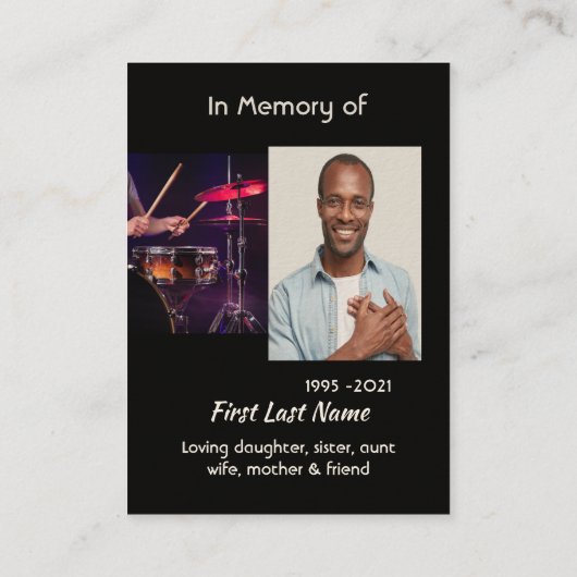 Memorial Photo Prayer Drummer Drums Band  名刺 (裏面)