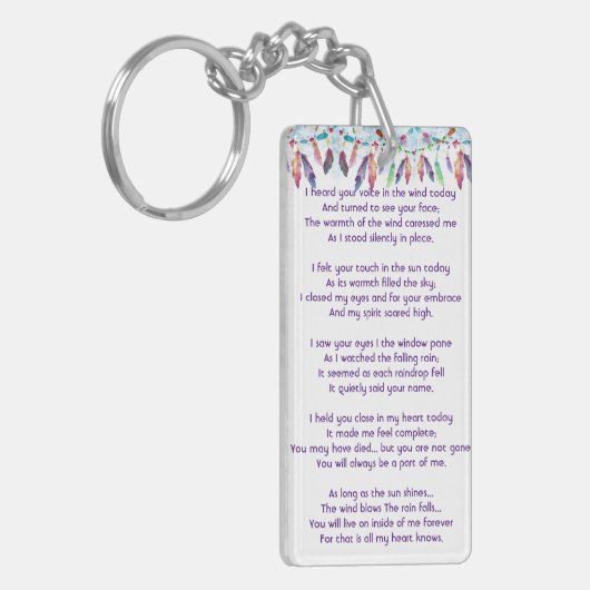 Memorial Photo Prayer Feathers Boho Tribal Native キーホルダー (正面左)