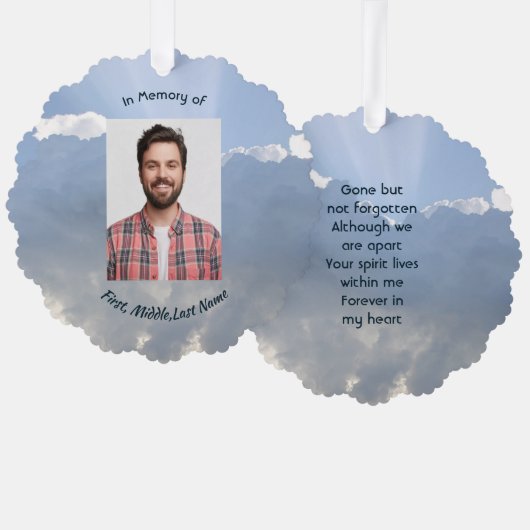 Memorial Photo Prayer Heavenly Sky オーナメントカード (正面/裏面)
