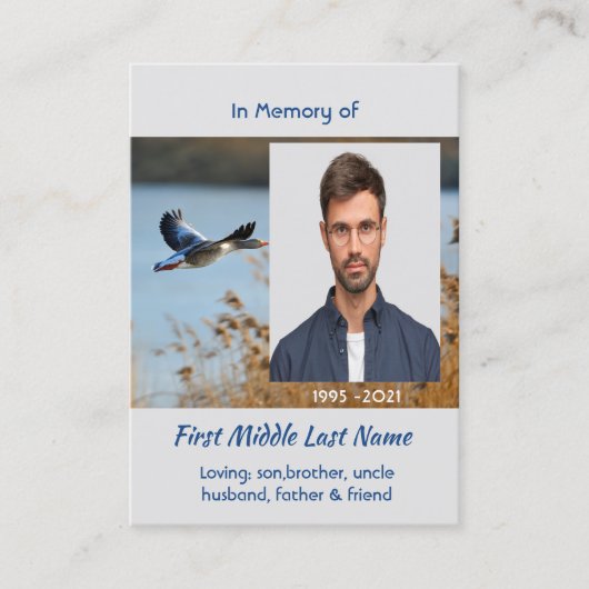 Memorial Photo Prayer Lake Geese Birds 名刺 (正面)