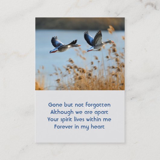 Memorial Photo Prayer Lake Geese Birds 名刺 (裏面)