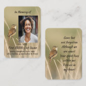Memorial Photo Prayer Little Bird Garden Nature 名刺 (正面/裏面)