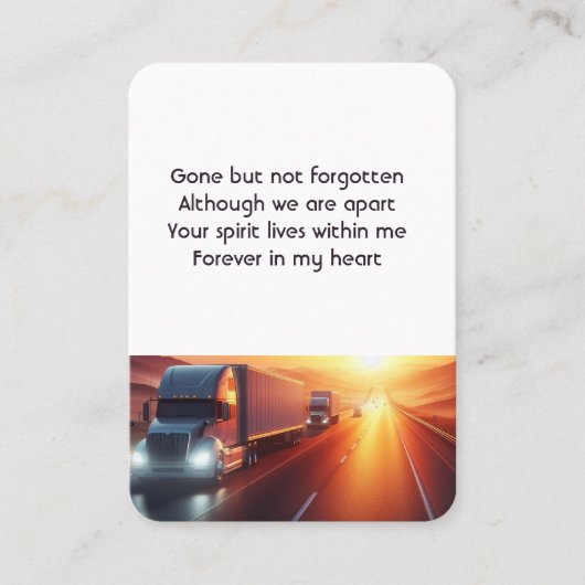 Memorial Photo Prayer Semi-Truck Tractor-trailer  名刺 (正面)