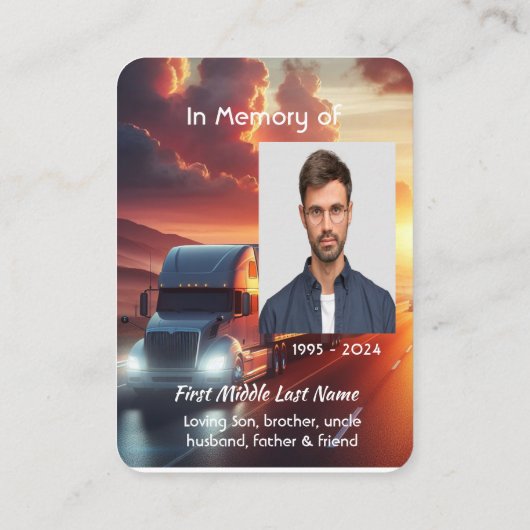 Memorial Photo Prayer Semi-Truck Tractor-trailer  名刺 (裏面)