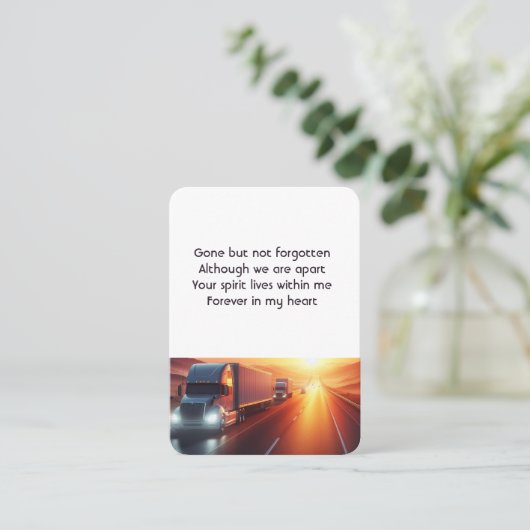 Memorial Photo Prayer Semi-Truck Tractor-trailer 名刺 (スタンド正面)