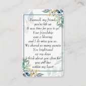 Memorial Photo Prayer Teal Farewell My Friend  名刺 (正面)