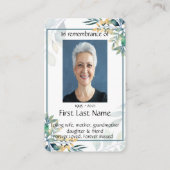 Memorial Photo Prayer Teal Farewell My Friend  名刺 (裏面)