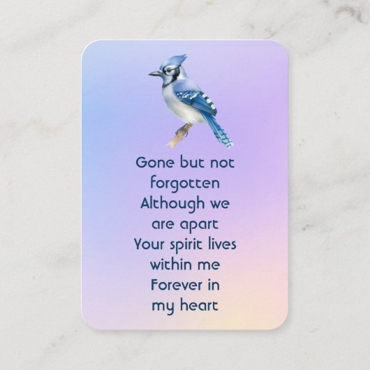 Memorial Photo Prayer Watercolor Bluejay  名刺 (裏面)