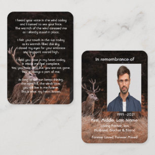 Memorial Photo Prayer Watercolor Stag Deer Animal 名刺