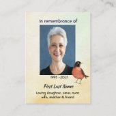 Memorial Photo  Watercolor Robin Garden Bird 名刺 (裏面)