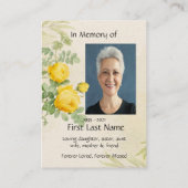 Memorial Photo  Yellow Roses Garden Flowers 名刺 (裏面)