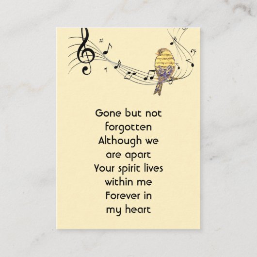 Memorial Pocke Keepsake  Music Bird 名刺 (裏面)