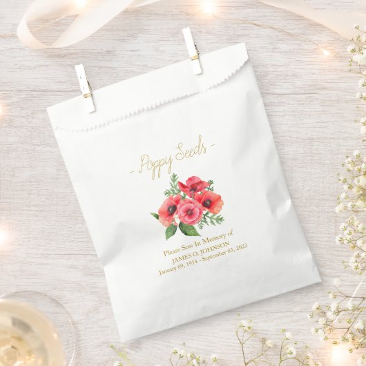 Memorial Poppy Seed Funeral  フェイバーバッグ (クリップ留めされた状態)