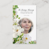 Memorial Prayer Card With White Flowers 名刺 (正面)