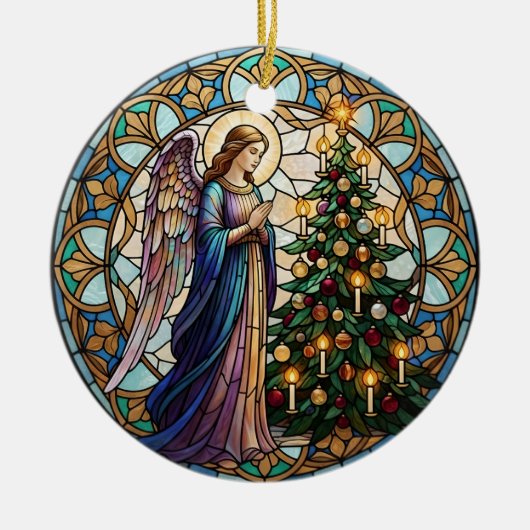 Memorial Praying Angel In Loving Memory Photo セラミックオーナメント (正面)