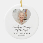 Memorial Praying Angel In Loving Memory Photo セラミックオーナメント (裏面)