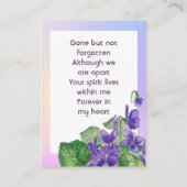 Memorial Remembrance Watercolor Wild Violet 名刺 (裏面)