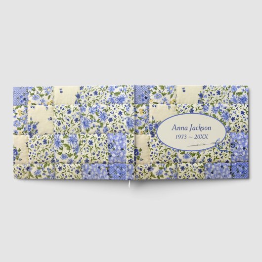 Memorial Service Blue Cornflower Patchwork Quilt ゲストブック (全面)