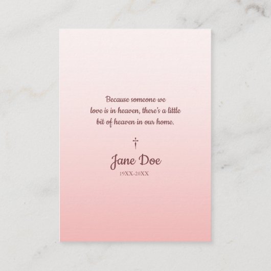 Memorial Service Design for Dear Ones Funeral 名刺 (裏面)