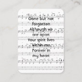 Memorial Service Invite Music Notes background 名刺 (正面)
