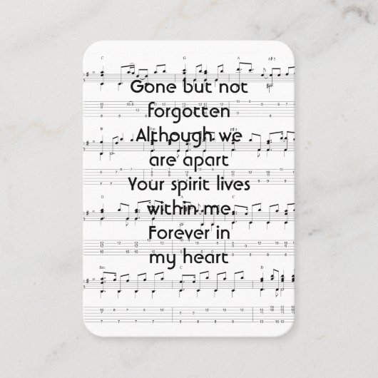 Memorial Service Invite Music Notes background 名刺 (正面)